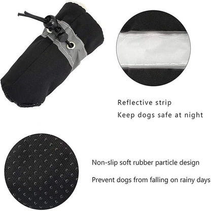 4Pcs Waterproof Dog Boots for Small Dogs - Non-slip Sole, Adjustable Drawstring, Soft Breathable Dog Shoes