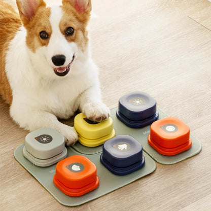 Mewoofun Dog Buttons with Rubber Mat, Recordable Dog Talking Buttons - Communication Starter Pack for Dog Training