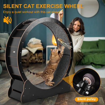 Cat Exercise Wheel Large Cat Treadmill Wheel for Indoor Cats 43inch Cat Running Wheel with Detachable Carpet for Running/Walking