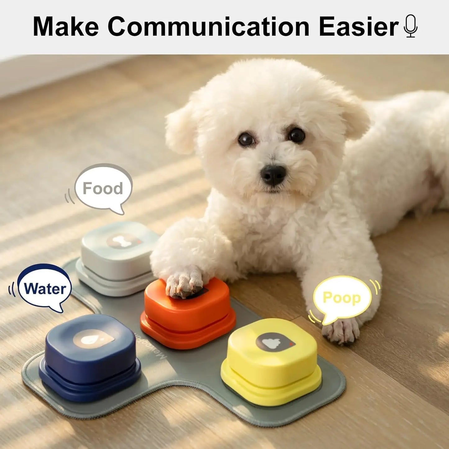 Mewoofun Dog Buttons with Rubber Mat, Recordable Dog Talking Buttons - Communication Starter Pack for Dog Training