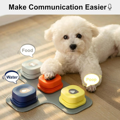 Mewoofun Dog Buttons with Rubber Mat, Recordable Dog Talking Buttons - Communication Starter Pack for Dog Training