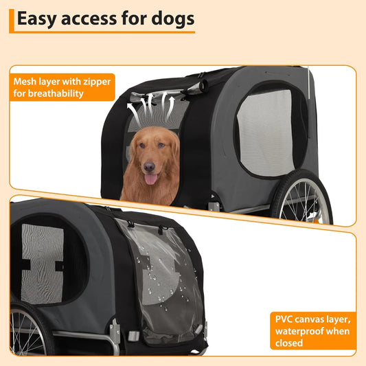 Steel Dog Bike Trailer with Universal Bicycle Coupler, Folding Pet Cart Bicycle Carrier, Max 40kg, Water Resistant Pet Bike Trailer
