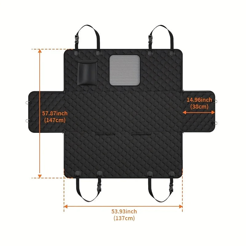 Dog Car Seat Cover With Storage Pockets, Mesh Visual Window, Waterproof Nonslip, Heavy Duty Scratchproof Backseat Seat Cover