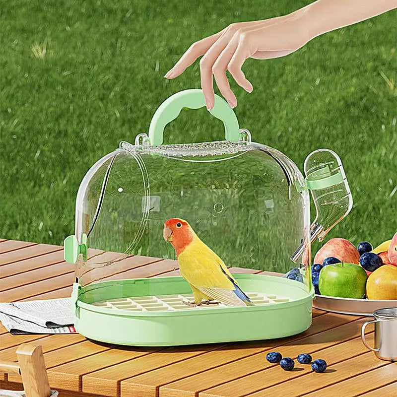 Bird Transport Cage Breathable Bird Carrier Travel Bag Take-Out Transparent Cage Breathable Parrot Cage with Escape-Proof Buckle