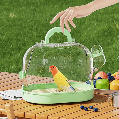 Bird Transport Cage Breathable Bird Carrier Travel Bag Take-Out Transparent Cage Breathable Parrot Cage with Escape-Proof Buckle