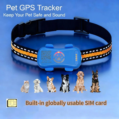 GPS Pet Tracker for Dogs and Cat -  Real Time Tracking, Unlimited Distance, QR Code Anti-Lost Locator with 1-year Service