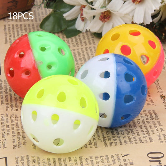 18Pcs Cat Toy Balls with Bell Cat Jingle Balls Toys Kitten Rattle Toy Kitten Chase Toys for Indoor Cats