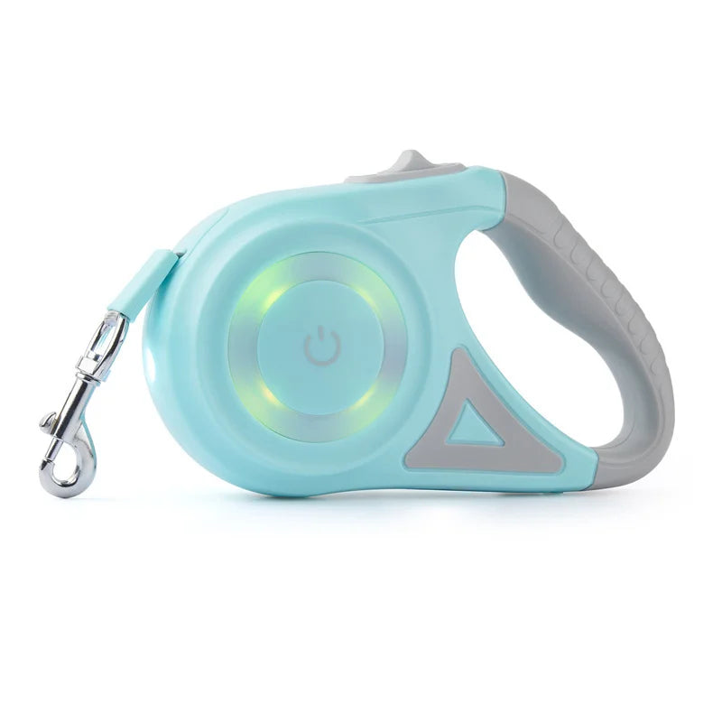 5M Automatic Retractable Dog Leash with Led Flashlight, Durable Nylon Lead for Dogs, Adjustable Walking Running Rope