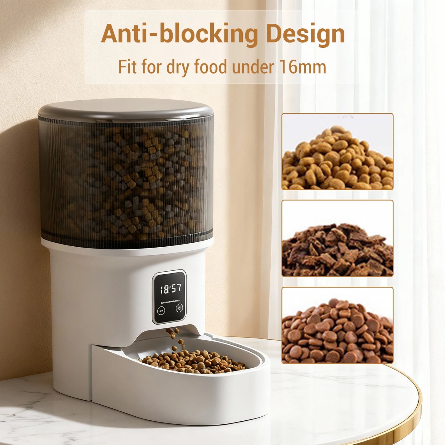 Programmable 4L Automatic Pet Feeder for Small Dogs or Cats, Up to 6 Meals Daily, Timer/Portion Control, Pet Feeding Food Dispenser