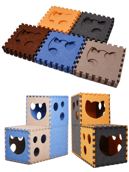 Cat Toy, Felt Splicing Tunnel, Deformable Kitten Nest Collapsible Tube