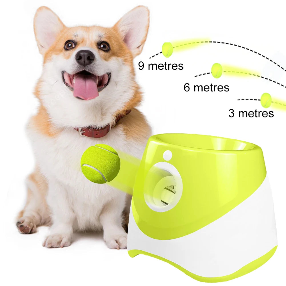 Pet Prime Automatic Dog Ball Thrower, Interactive Dog Fetch Machine with 3 Tennis Balls for Indoor/Outdoor Throwing Game
