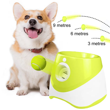 Pet Prime Automatic Dog Ball Thrower, Interactive Dog Fetch Machine with 3 Tennis Balls for Indoor/Outdoor Throwing Game