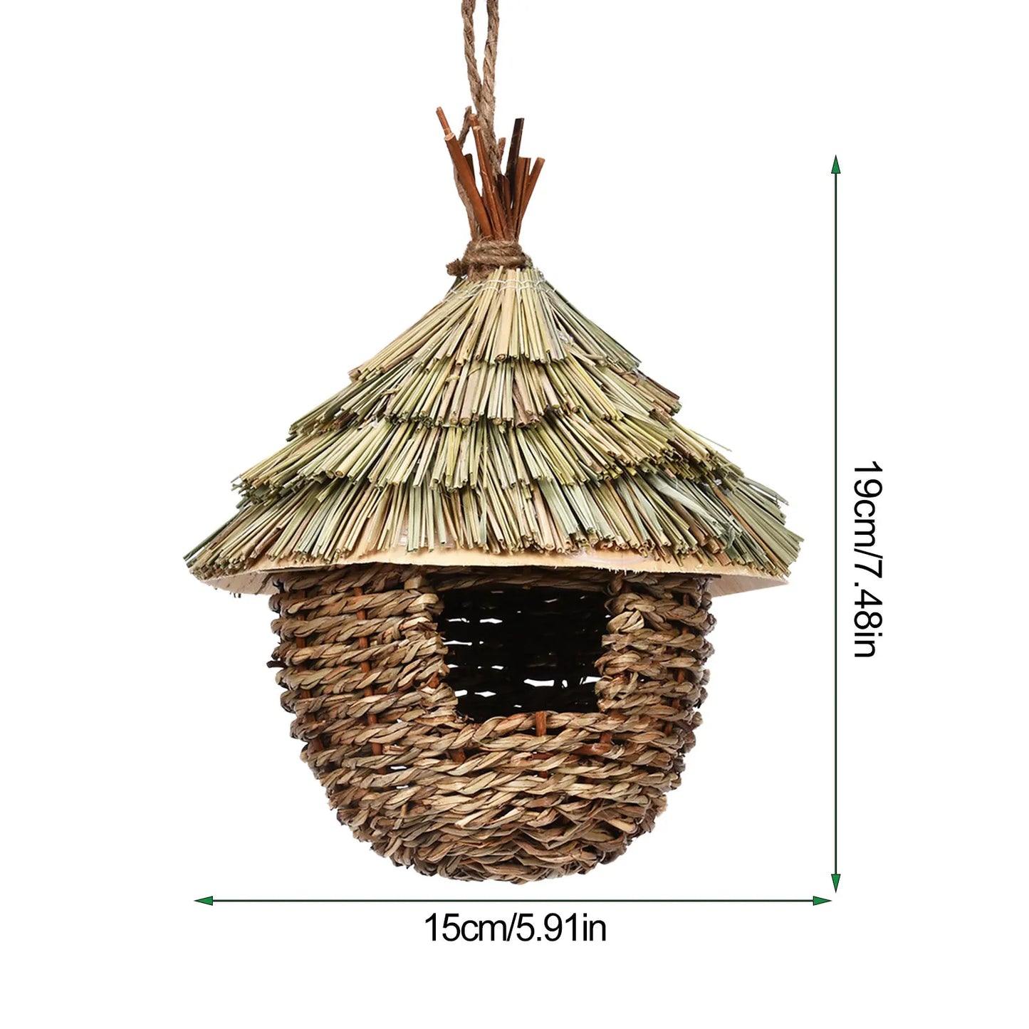 Charming Decorative Hummingbird House, Sturdy Grass Bird Huts
