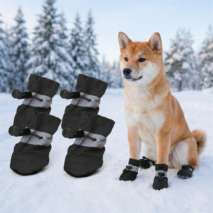 4Pcs Waterproof Dog Boots for Small Dogs - Non-slip Sole, Adjustable Drawstring, Soft Breathable Dog Shoes