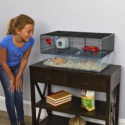 Favola Hamster Cage Includes Free Water Bottle, Exercise Wheel, Food Dish amp Hamster HideOut Large Hamster Cage Measures 23.6L