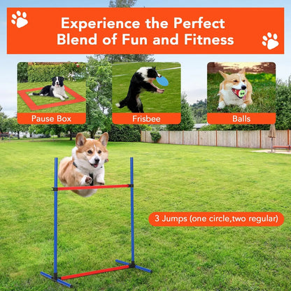 Dog Agility Training Equipment, 87-Piece Dog Obstacle Course Training Starter Kit Pet Outdoor Game with Tunnel, Agility Hurdle,