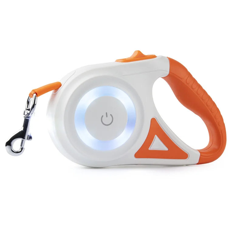 5M Automatic Retractable Dog Leash with Led Flashlight, Durable Nylon Lead for Dogs, Adjustable Walking Running Rope