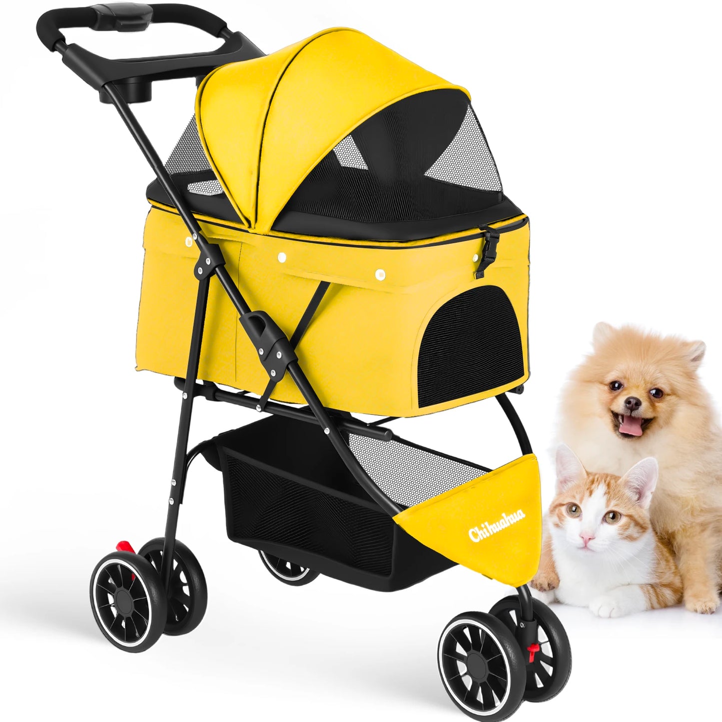 Pet Stroller For Small Dogs & Cats; Travel Portable Stroller, Foldable