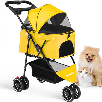Pet Stroller For Small Dogs & Cats; Travel Portable Stroller, Foldable