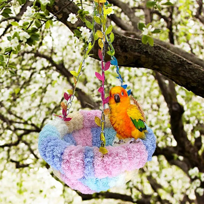 Parrot Warm Bed Cozy Cushion Plush Bird House Cute Bird Bed Nest Hung For Parakeet Lovebirds Small To Medium Birds Bird