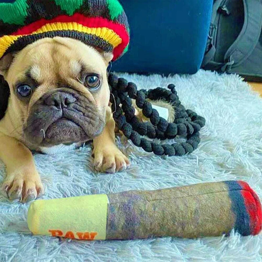 Funny Interactive Dog Toys - Plush Cigar Design that Squeaks