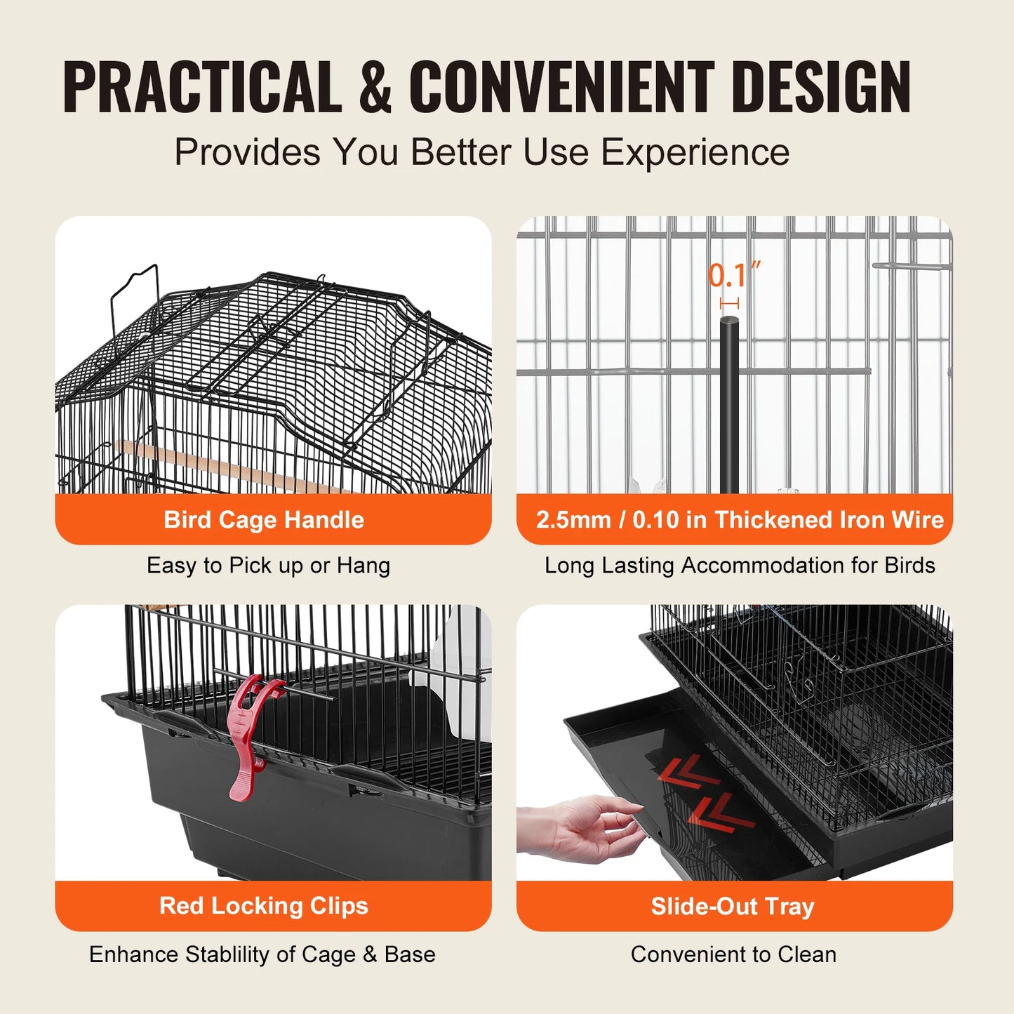 SucceBuy Open Top Large Parrot Bird Cage, Hanging Bird Cage for all Kinds of Birds
