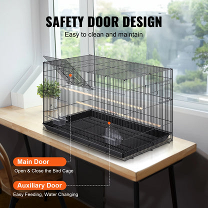 SucceBuy 30inch Pet Bird Cage, Metal Large Parakeet Cage with Rolling Stand Tray for Cockatiels Parrot Budgies Lovebird Canaries