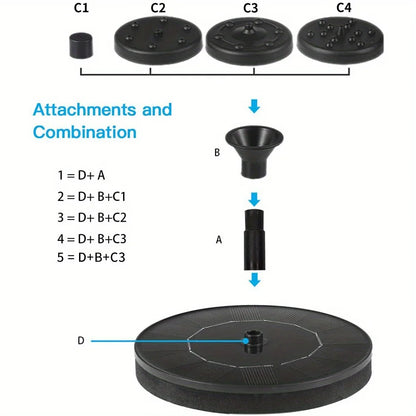 Solar Water Fountain for Garden, Outdoor Pond & Bird Bath Decor, Mini Solar-Powered Fountain Pump Kit for Pool Waterfall