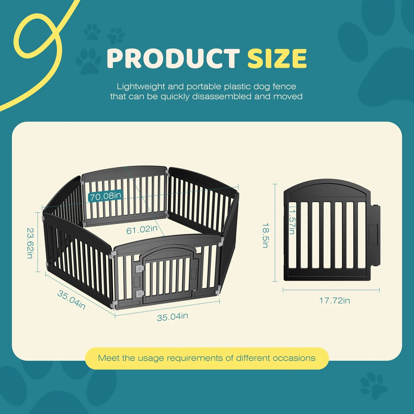 JHK Plastic Dog Playpen 6 Panel 24IN Expandable & Durable