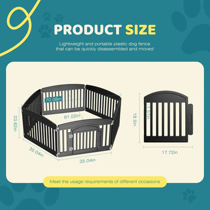 JHK Plastic Dog Playpen 6 Panel 24IN Expandable & Durable
