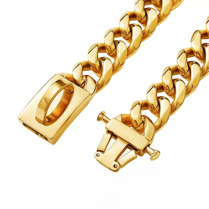 Gold Dog Collar Stainless Steel Metal Pet Choker  - different lengths