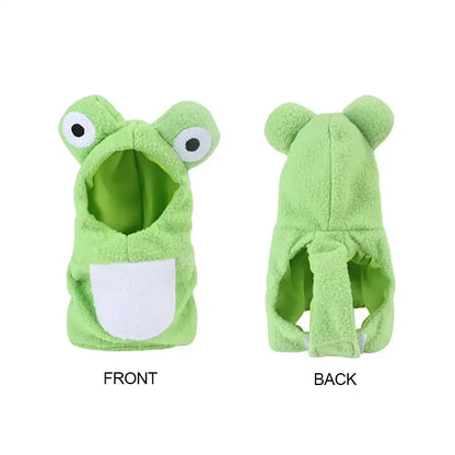Creative Frog Shaped Birds Clothes Plush Flying Suit Parrots Costume Cosplay Outfit Winter Warm Hat Hooded Pet Bird Accessories