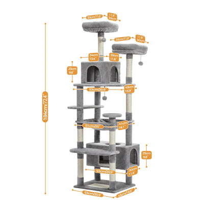 Sturdy Multi-Level Cat Tree Tower with Natural Sisal Scratching Posts, includes Large Top Perch and Fun Dangling Ball
