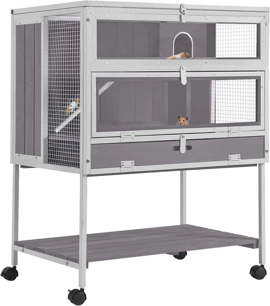 All-Around Metal Frame Small Animal Cage with Deep Tray and Wheels