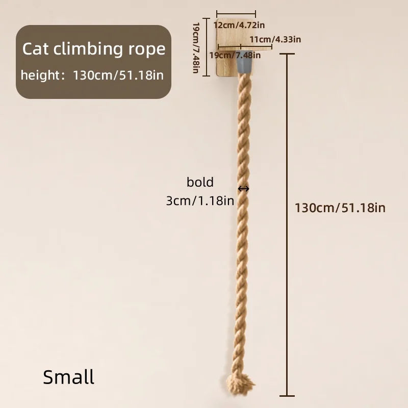 Weysat Cat Tree with 2 x 59.1 Inch Climbing Rope, Wall Mounted Cat Climbing Tower with Scratching Post Kitten Rope Ladder