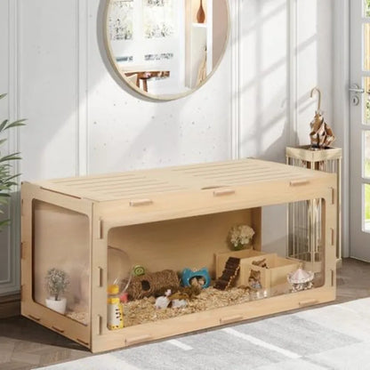 Wooden Hamster Cage Chewproof Bigger World - 32 Large Hamster Cages and Habitats with Openable Top and 3 Side Acrylic Sheets Id