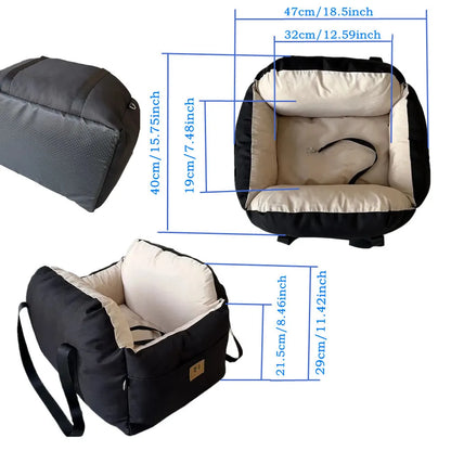 Dog Car Seat with Safety Belt, Universal Pet Booster Nest, Cushion Washable Dogs Cats Sofa Bedding Travel Mattress