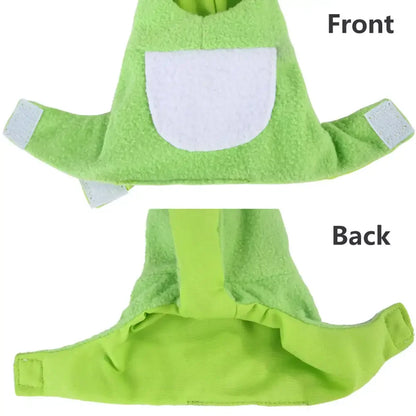 Creative Frog Shaped Birds Clothes Plush Flying Suit Parrots Costume Cosplay Outfit Winter Warm Hat Hooded Pet Bird Accessories