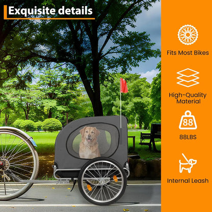 Steel Dog Bike Trailer with Universal Bicycle Coupler, Folding Pet Cart Bicycle Carrier, Max 40kg, Water Resistant Pet Bike Trailer