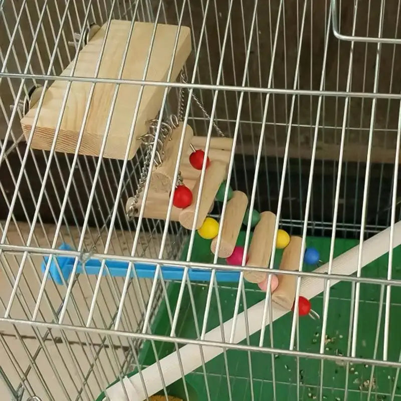Bird Swing Perch Cockatiel Swing With Climbing Ladder Parrot Chew Toys For Parakeets