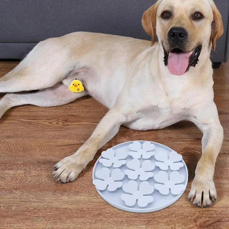 Dog Lick Pad Peanut Butter Slow Feeder Bowl Puzzle Feeder With Suction Cup Raised Flower Design