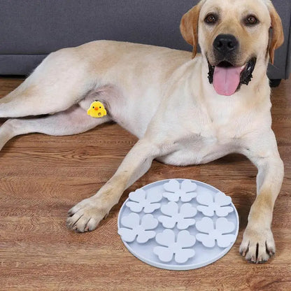 Dog Lick Pad Peanut Butter Slow Feeder Bowl Puzzle Feeder With Suction Cup Raised Flower Design