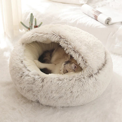Soft Plush Pet Bed with Cover / Round Cat Bed Pet