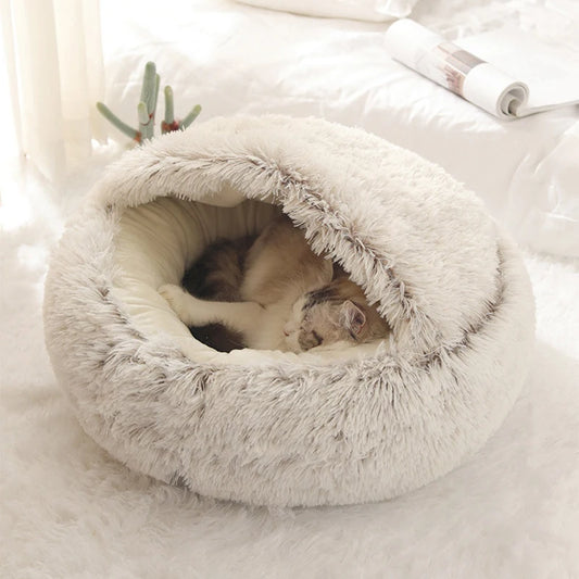 Soft Plush Pet Bed with Cover / Round Cat Bed Pet