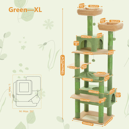Sturdy Multi-Level Cat Tree Tower with Natural Sisal Scratching Posts, includes Large Top Perch and Fun Dangling Ball