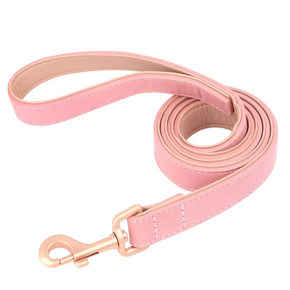 Soft Padded Dog Collar & Leash Set - Various Sizes and Colors