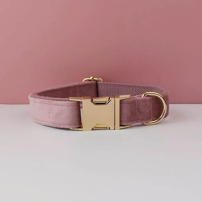 Velvet Collar Free Engrave Dog Collar  & Leash - different types