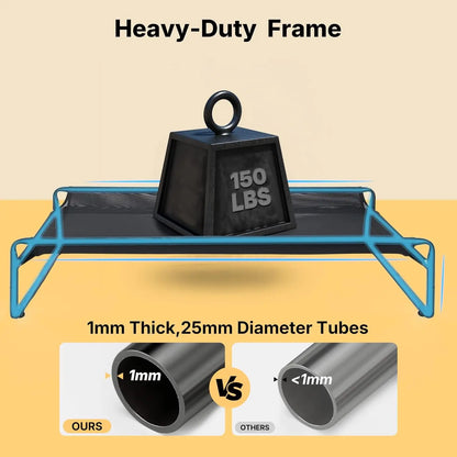 Elevated Cooling Dog Bed for Large Breeds, Portable Pet Cot with Breathable Mesh and Non-Slip Feet, Black