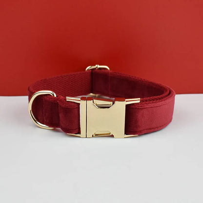 Velvet Collar Free Engrave Dog Collar  & Leash - different types