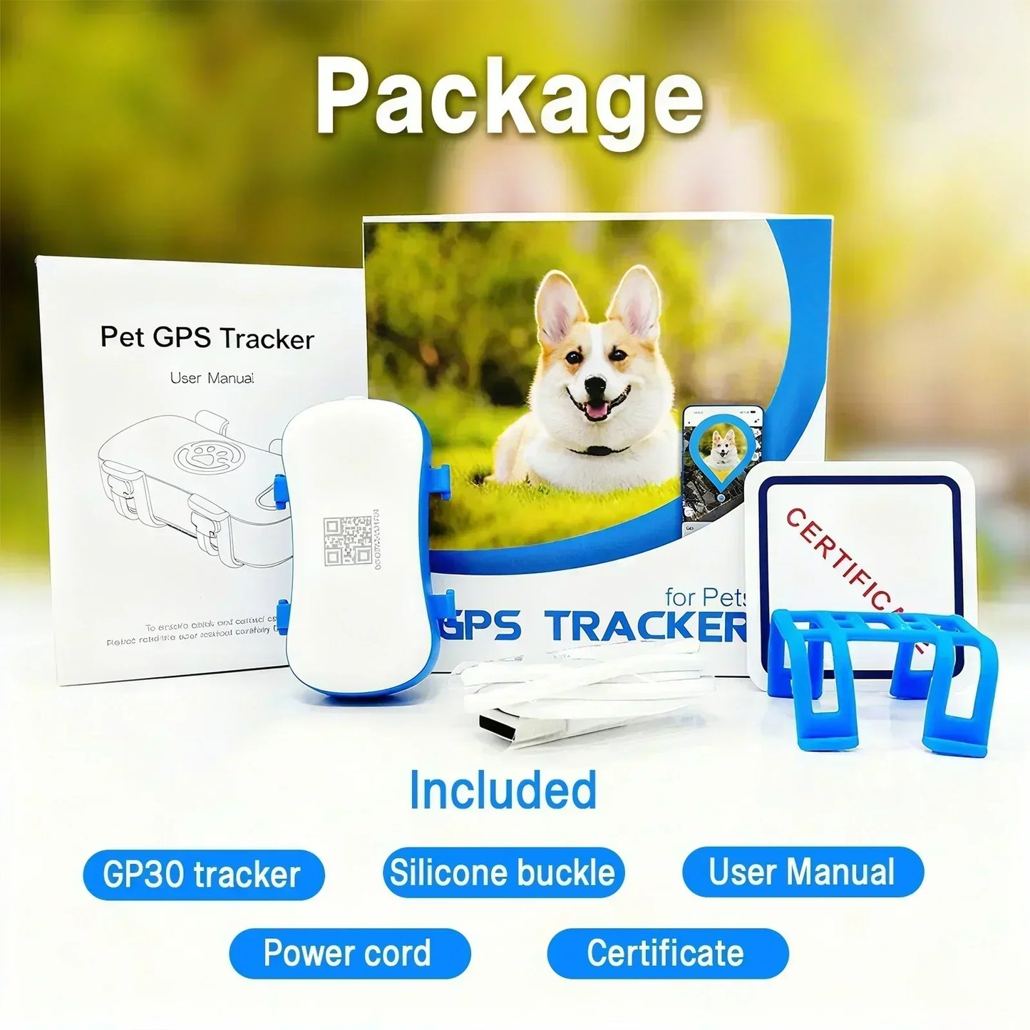 GPS Pet Tracker 4G for Dogs & Cats, Built-in SIM with Real-Time Tracking, WiFi Home Positioning